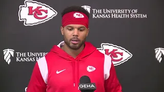 QB Chris Oladokun speaks at Chiefs rookie minicamp