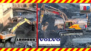 Volvo EC380E & Mercedes & MAN Trucks, Liebherr R 926 VA, Synergiepark Allianz, Stuttgart, 24.11.21.