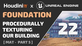 HOUDINI FOUNDATION - 22 - Procedurally Texturing Our Building - ( Free Tutorial for Game Dev )