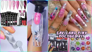 Easy FALL POLYGEL Nails for Beginners! Femi Beauty LAZY GIRL METHOD using SAVILAND PINK POLYGEL Kit