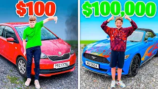 $100 vs $100,000 RENTAL CAR CHALLENGE with LITTLE BROTHER!