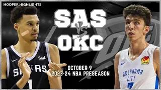 San Antonio Spurs vs Oklahoma City Thunder Full Game Highlights | Oct 9 | 2023-24 NBA Preseason