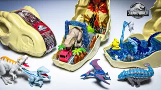 NEW Jurassic World MINIS Playsets! Mosasaurus, Indominus Rex, T-Rex, Ankylosaurus, Velociraptor Blue