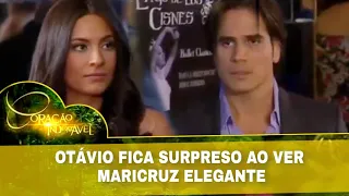 Coração Indomável - Otávio fica surpreso ao ver Maricruz elegante