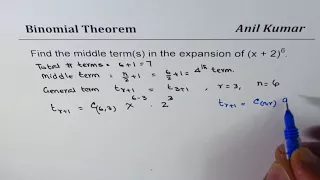 Find Middle Term for Even Power Binomial Expansion
