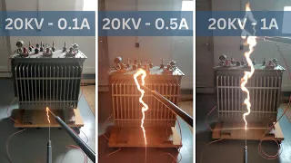 Electrical Arc Comparison - High Voltage 20KV Different Currents (0.1A - 1A)