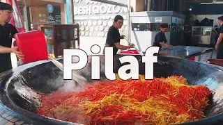 GIANT UZBEK PILAF - Street Food In UZBEKISTAN