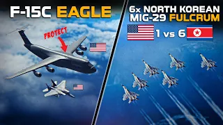 1 Vs 6 | F-15C Eagle Vs 6x North Korean Mig-29 Fulcrum | C-5 Galaxy Escort/Protect  | DCS |