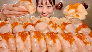 ASMR Raw Shrimp Sushi and Scallop Sushi【Mukbang/ Eating Sounds】【English subtitles】