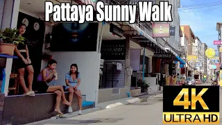 Pattaya 4K Walk. Sunny Walk Soi Honey, Soi Bua Khao, Beach Road. 21th Oct.