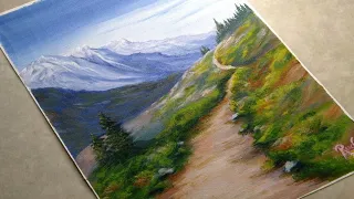 Realistic Landscape Painting step by step||Snowy Mountains||Acrylic painting for beginners