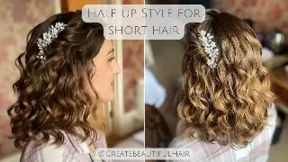 Soft Beachy Wave Half-Up Hairstyle on Short hair - fabulous wedding, bridal & bridesmaid hair style