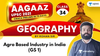 AAGAAZ UPSC CSE/IAS Prelims 2021 | Geography by Rohan Sir | Agro Based Industry in India (GS 1)