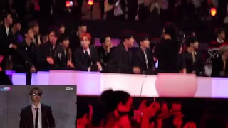 [HD FANCAM] 171201 2017 MAMA IN HONG KONG EXO, SJ & TAEMIN'S REACTION OF BTS MIC DROP