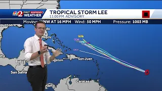 Tracking Tropical Storm Lee Tuesday 11pm