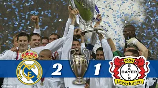 Real Madrid vs Bayer Leverkusen 2-1 + Trophy Celebration || UCL Final 2001-2002