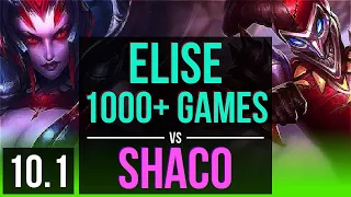 ELISE vs SHACO (JUNGLE) | 1000+ games, KDA 17/3/11, Legendary | EUW Diamond | v10.1