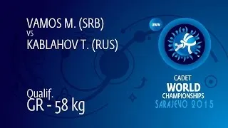 Qual. GR - 58 kg: T. KABLAHOV (RUS) df. M. VAMOS (SRB) by TF, 8-0