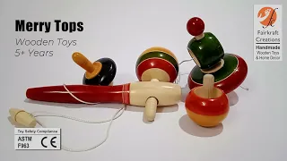 Wooden Top toys | Merry Tops | String Tops | Spindle Tops