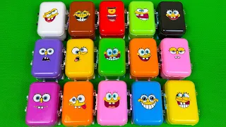 Spongebob Squarepants - Looking SLIME With Mini Suitcase Coloring Mix! Most Satisfying Slime GARY