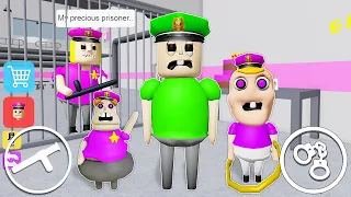 Playing as EVERYONE in POLICE GIRL PRISON RUN (NEW OBBY) All Jumpscares Full Game ROBLOX