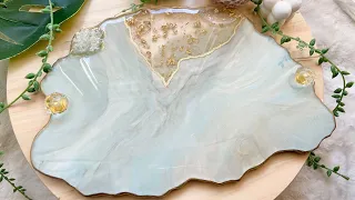 Gorgeous Sage Geode Resin Tray