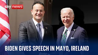 US President Joe Biden gives speech in Ballina marking the end of his Irish visit