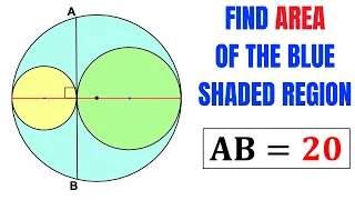 Find area of the Blue shaded region | Three circles given | Important Geometry skills explained