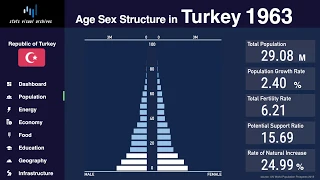 Turkey - Changing of Population Pyramid & Demographics (1950-2100)