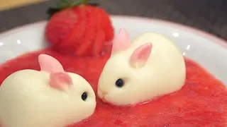 Bunny Panna Cotta Strawberry Sauce Recipe 💕  パンナコッタ レシピ