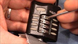 (picking 275) Decoding a SQUIRE 4 wheel combination padlock - thanks to 'Lock Noob' for it
