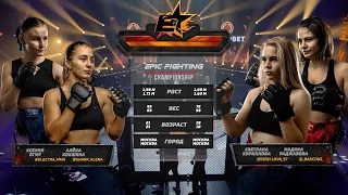 MMA Epic Fight handicap match between 2 Russian girls - 2vs2 - 2v1 - wrestling