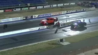 2012 Ford Roush Mustang Stage 3 vs Chevy SS Camaro with Magnacharger at Bandimere