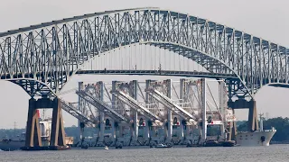 Francis Scott Key Bridge in Baltimore collapses after ship struck it, sending vehicles into water