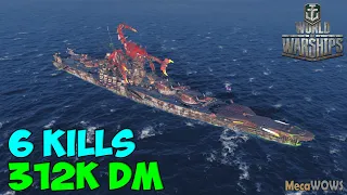 World of WarShips | Yamato | 6 KILLS | 312K Damage - Replay Gameplay 4K 60 fps
