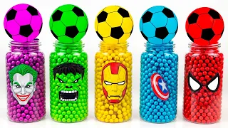 Most Satisfying Video - Making 5 Superhero Soccer Balls Bottle Beads Sand  Stress Balls Drop ASMR