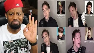 ONE GUY 54 VOICES (With Music!) Famous Singer Impressions | Reaction