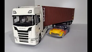 solido truck edition scania 580s v8 highline semi and container trailer 1/24 scale diecast model