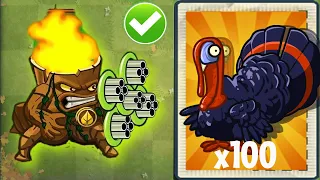 PvZ 2 Challenge - Every Plant Max Level VS 100 Fast Zombie Turkey