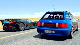 Bugatti Bolide vs Audi RS2 2800 HP - Desert Drag Race