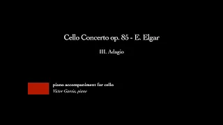 Cello Concerto op. 85 - III. Adagio - E. Elgar [PIANO ACCOMPANIMENT FOR CELLO]