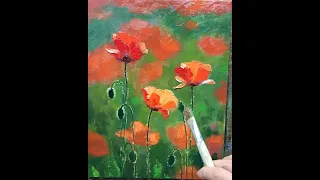 Poppy field  oil painting Vugar Mamedov