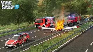 LS22 - Flugzeug stürzt auf Autobahn und brennt! 🔥 Einsatz für die Feuerwehr V5