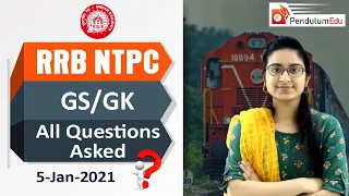 RRB NTPC GK/GS 5 January 2021 | All Questions Asked | 5 Jan GK Questions RRB NTPC by Priyanka Mam