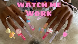 XX Long Kawaii Charm Acrylic Nails 🍬 | Beginner Friendly Acrylic Nails | 3D Nail Art | TipzbyTweeet