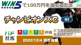 【WIN5で100万円：感想戦編】 2022年12月4日（日）チャンピオンズカップ