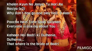 Badri ki dulhania lyrics with English translation