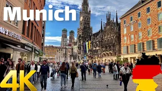 Walking in the rain in Munich, Germany 4K 60fps