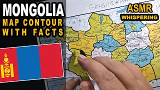 ASMR | Tracing MONGOLIA map outline and provinces with best known facts explained | soft spoken ASMR