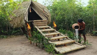 Постройте технологически современный дом для выживания в лесу и бассейн из бамбука